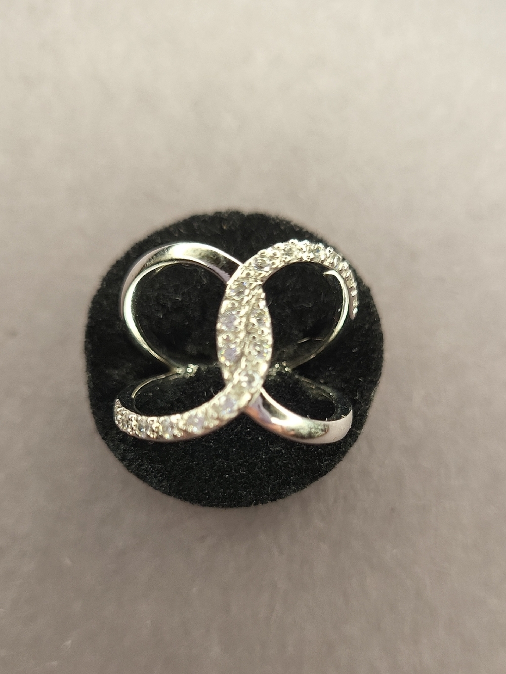 Sterling Silver Pave Intertwined Loop Ring